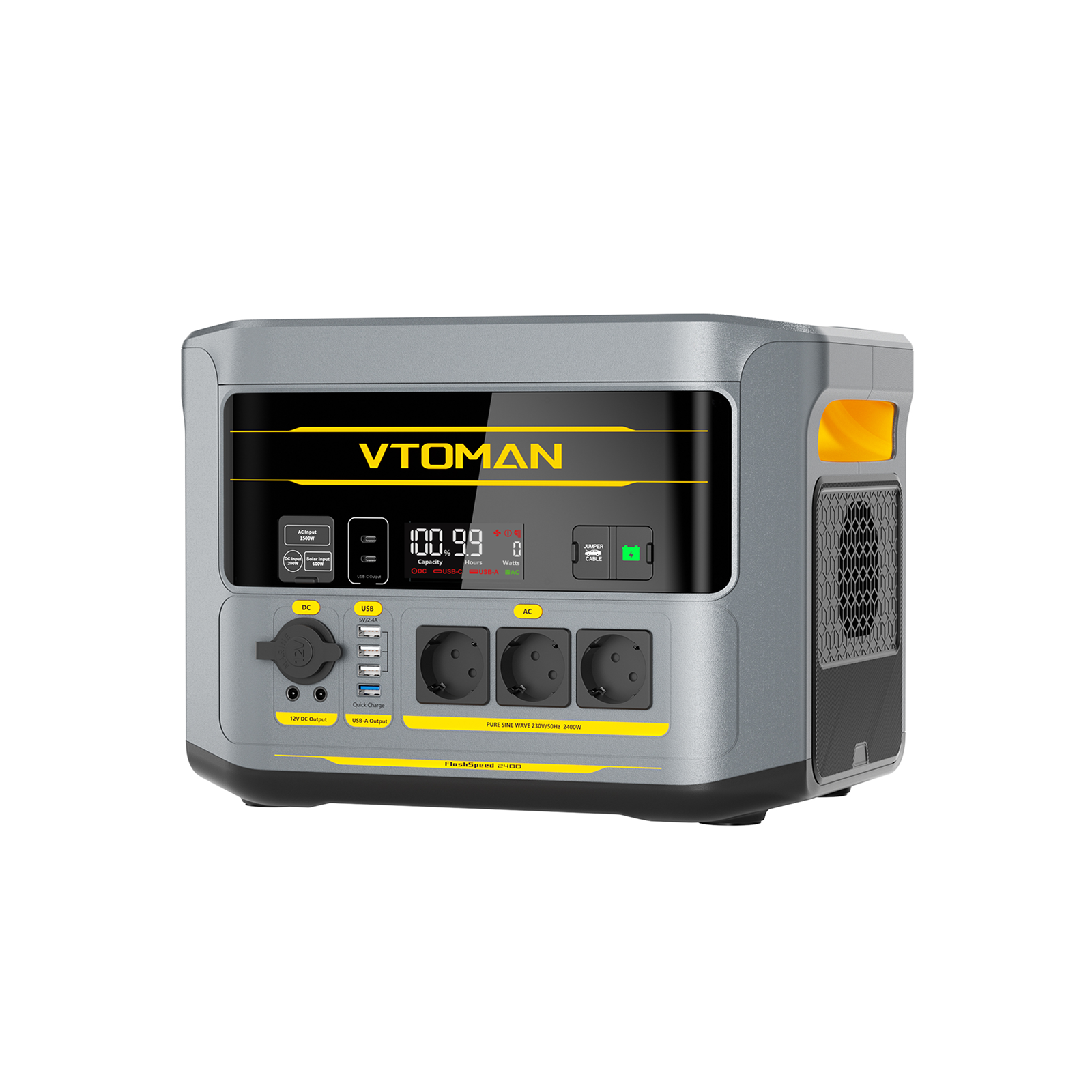 VTOMAN FlashSpeed 2400 bærbar powerstation 200W Pro solargenerator