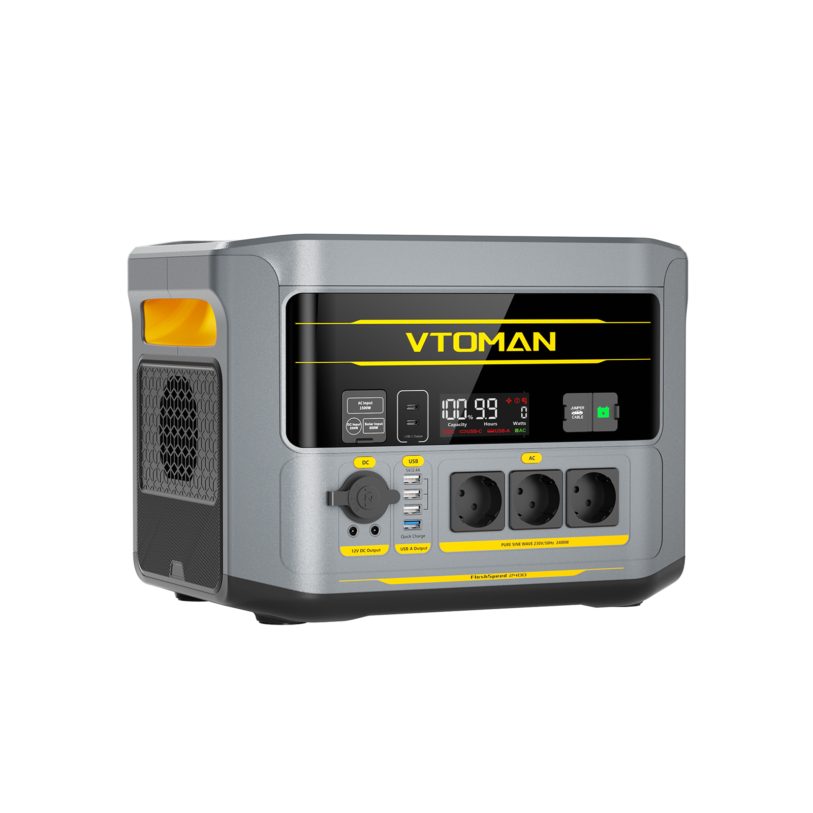 VTOMAN FlashSpeed 2400 bærbar powerstation 200W Pro solargenerator