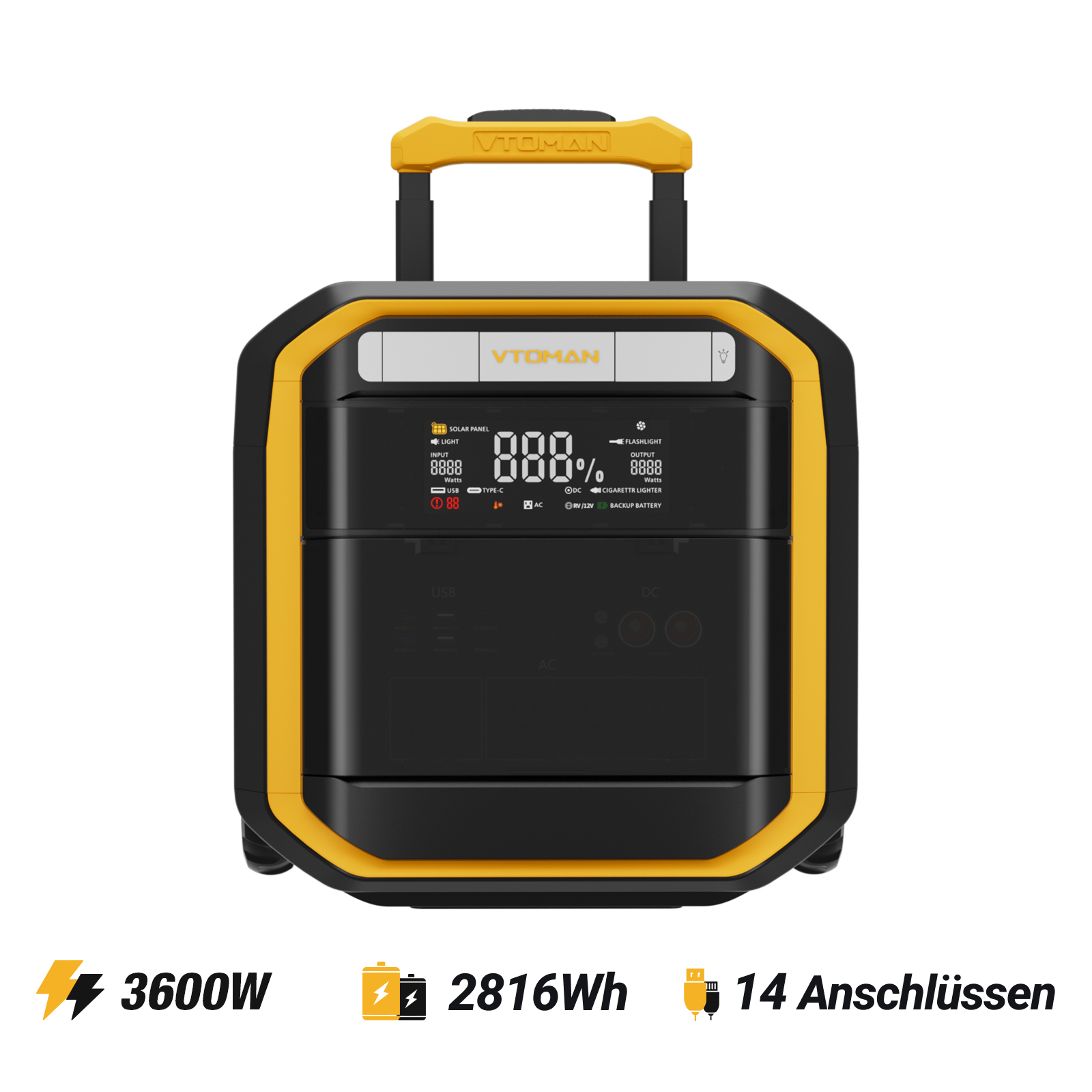 VTOMAN FlashSpeed Pro 3600 med 2816 Wh ekstra batteri