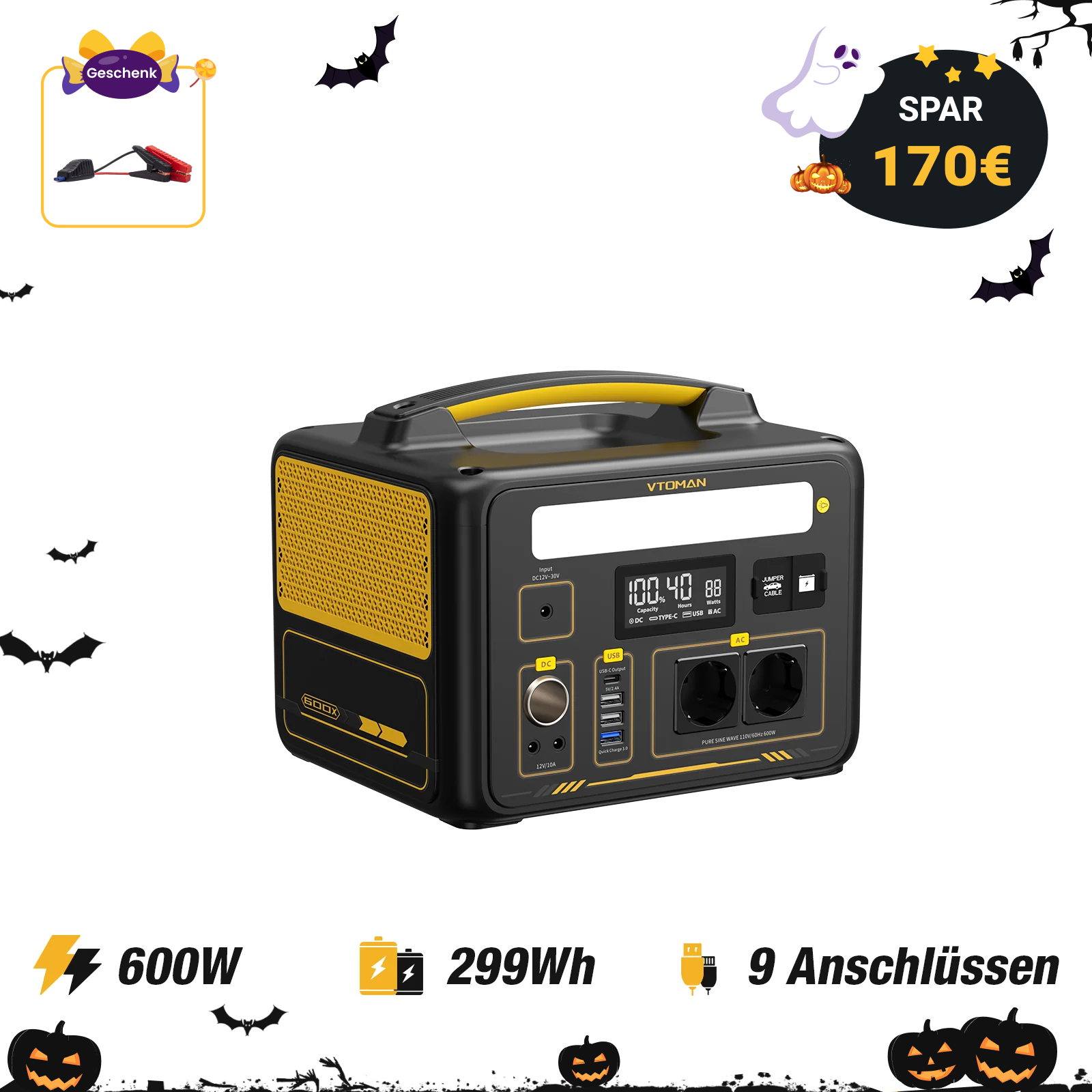 VTOMAN Jump 600X Powerstation - 299Wh Kapazität, 600W