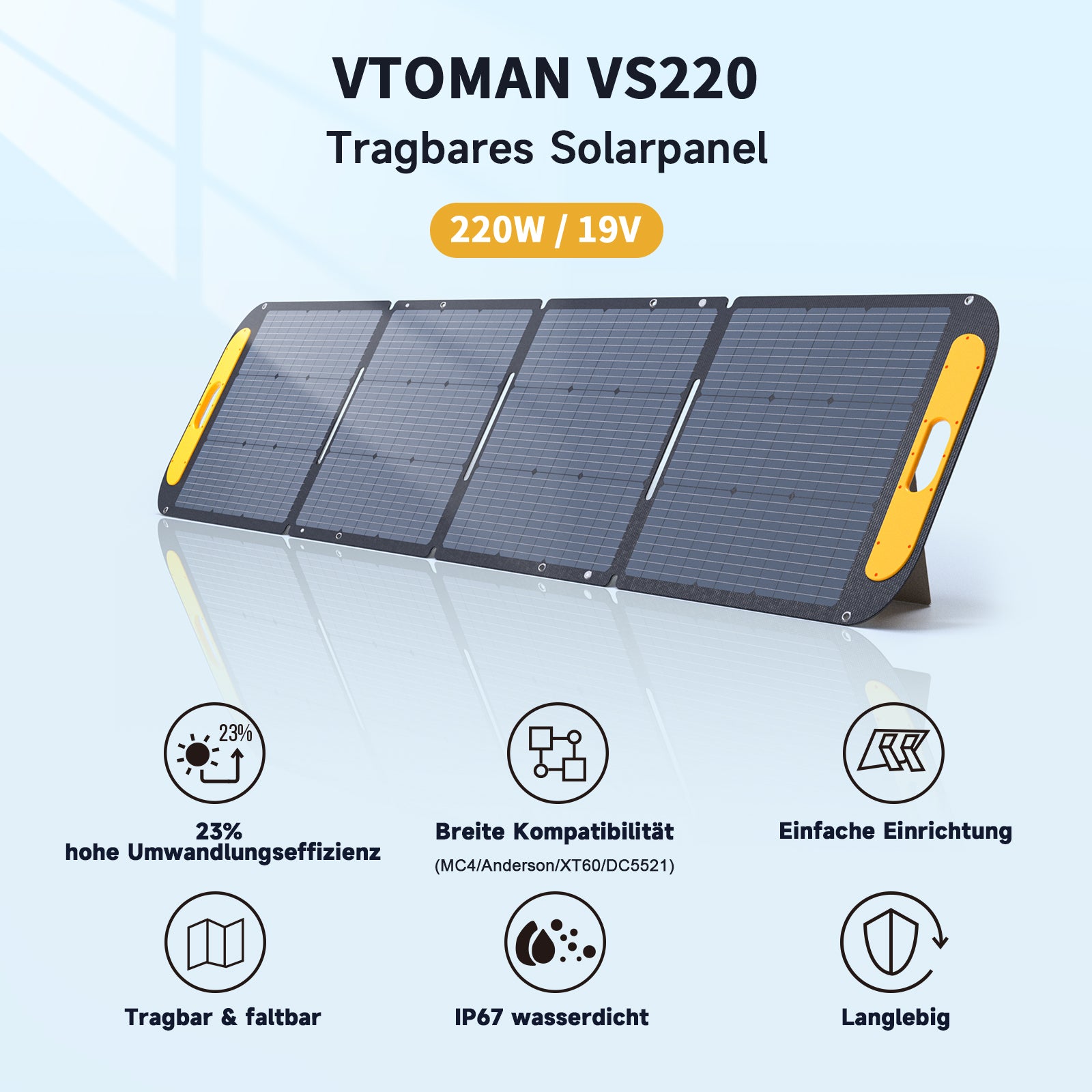 VTOMAN 220W Faltbares tragbares Solarpanel