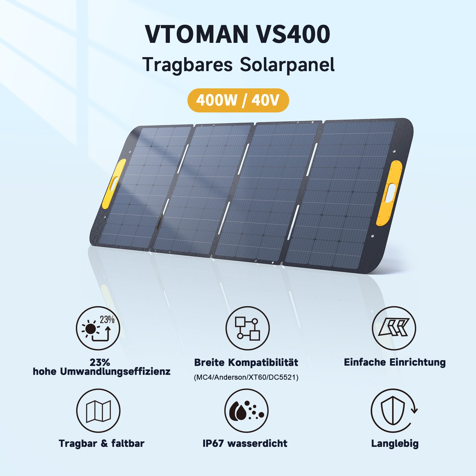VTOMAN 400W Faltbares tragbares Solarpanel