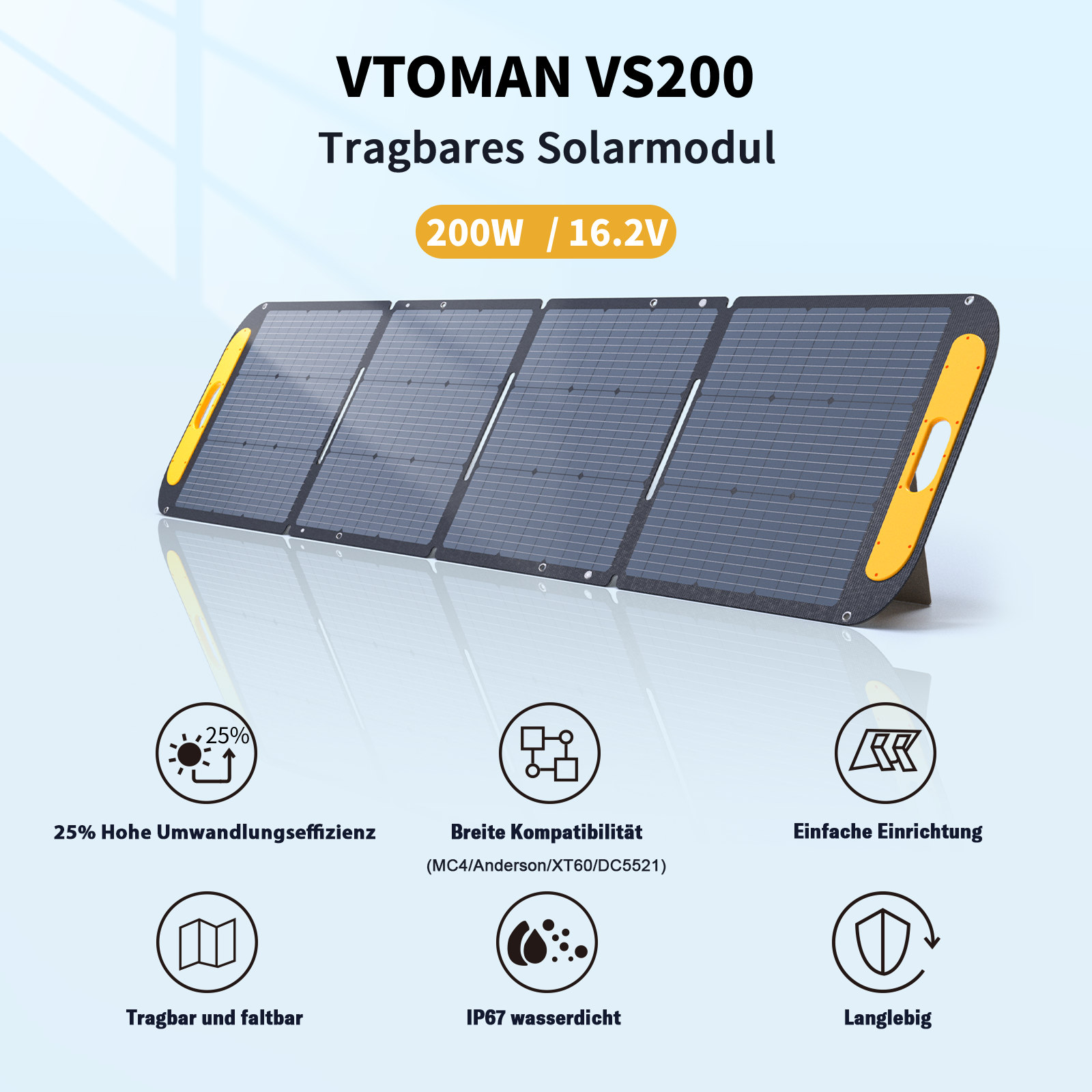 VTOMAN 200W Faltbares tragbares Solarpanel