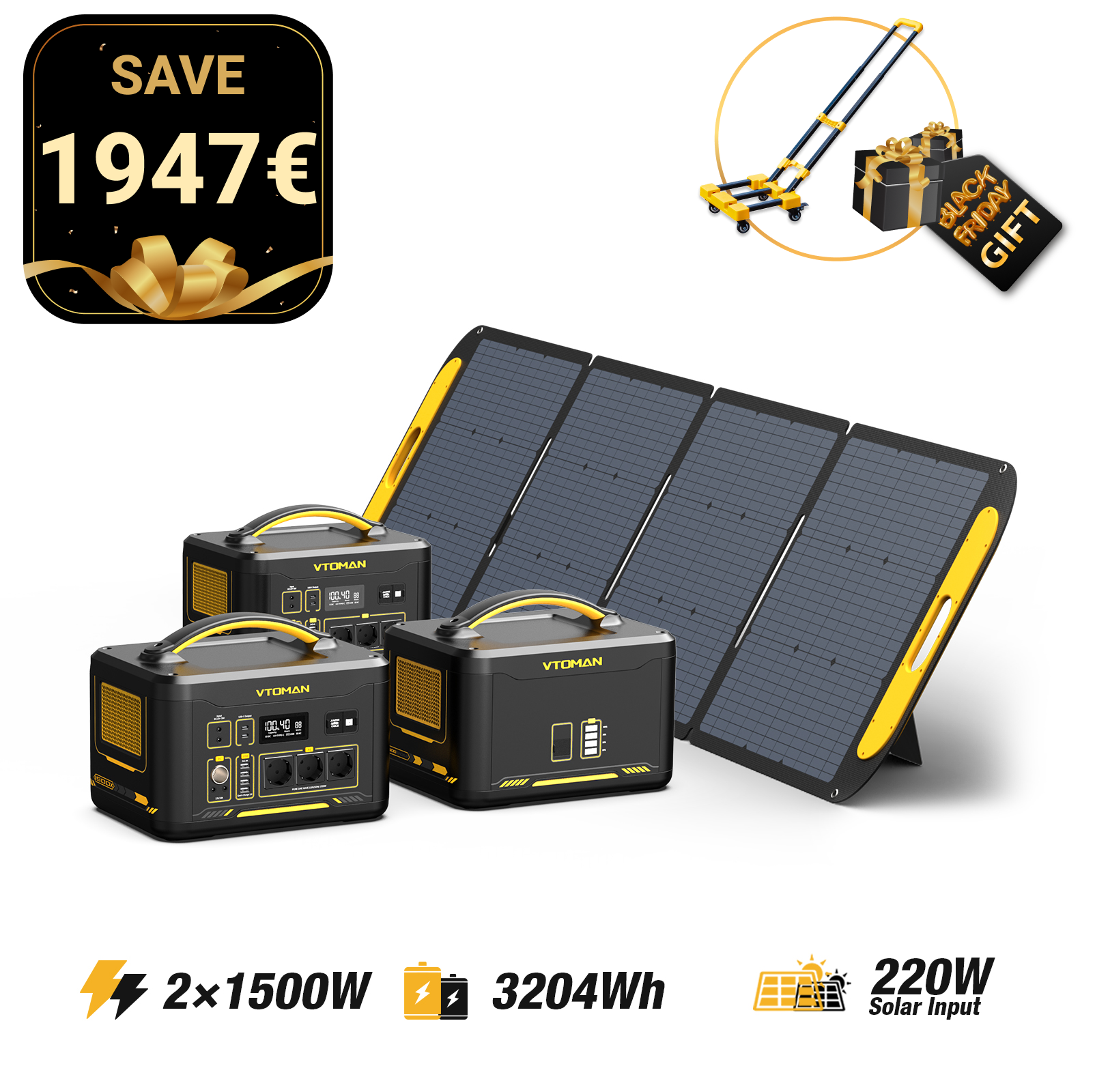 Jump 1500W/3204Wh 220W Solargenerator