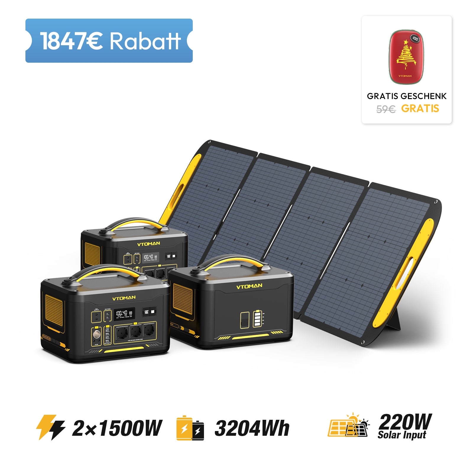 Jump 1500W/3204Wh 220W Solargenerator