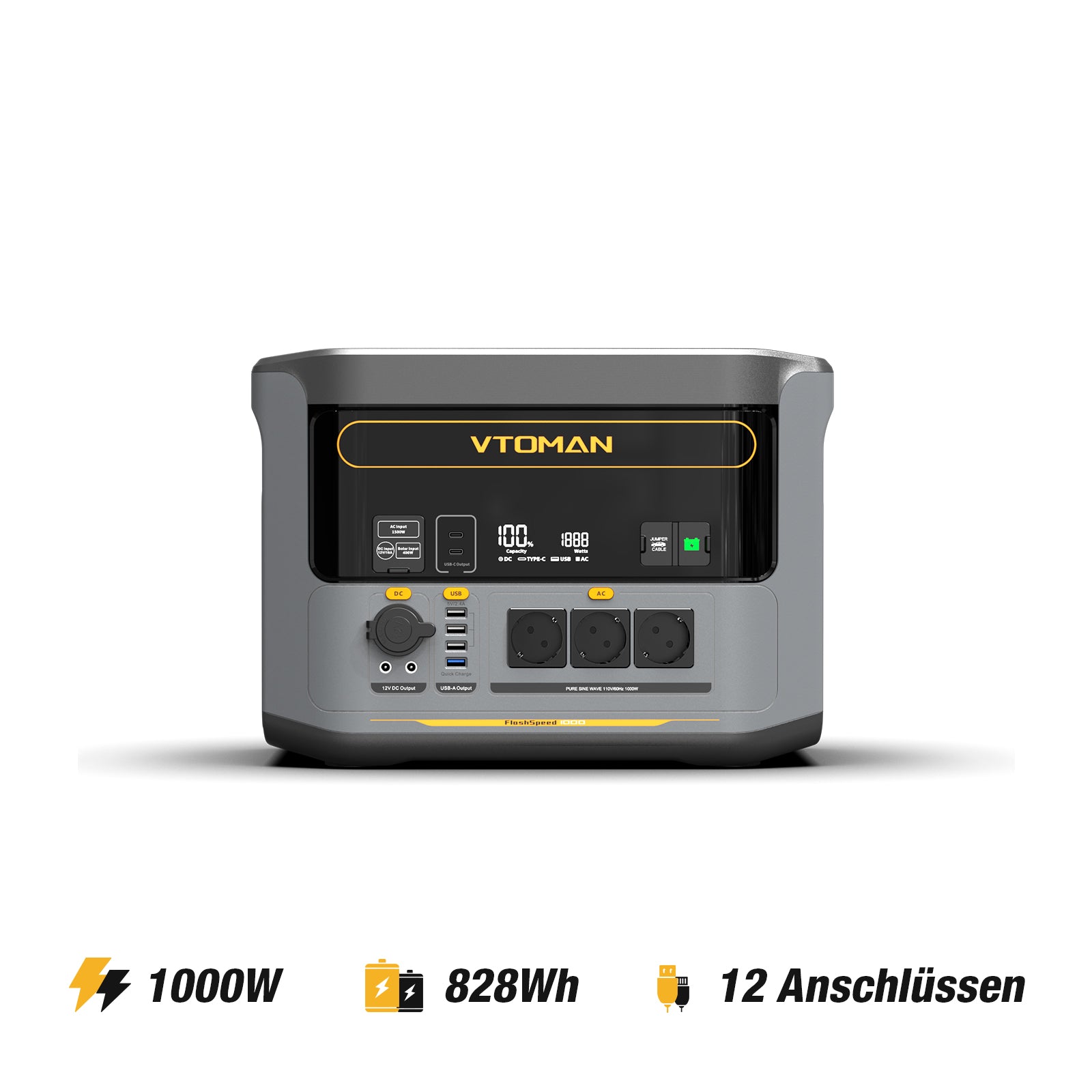 VTOMAN FlashSpeed 1000 Tragbare Powerstation 828Wh | 1000W