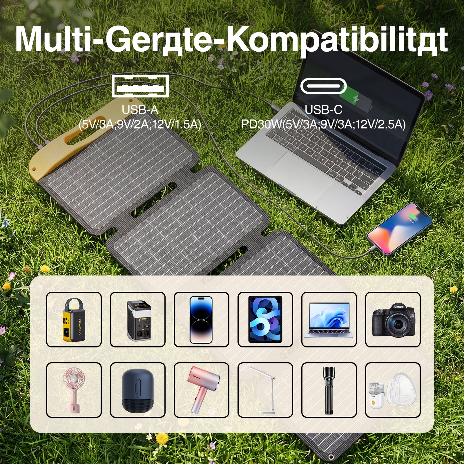 VTOMAN 40W Faltbares Tragbares Solarpanel