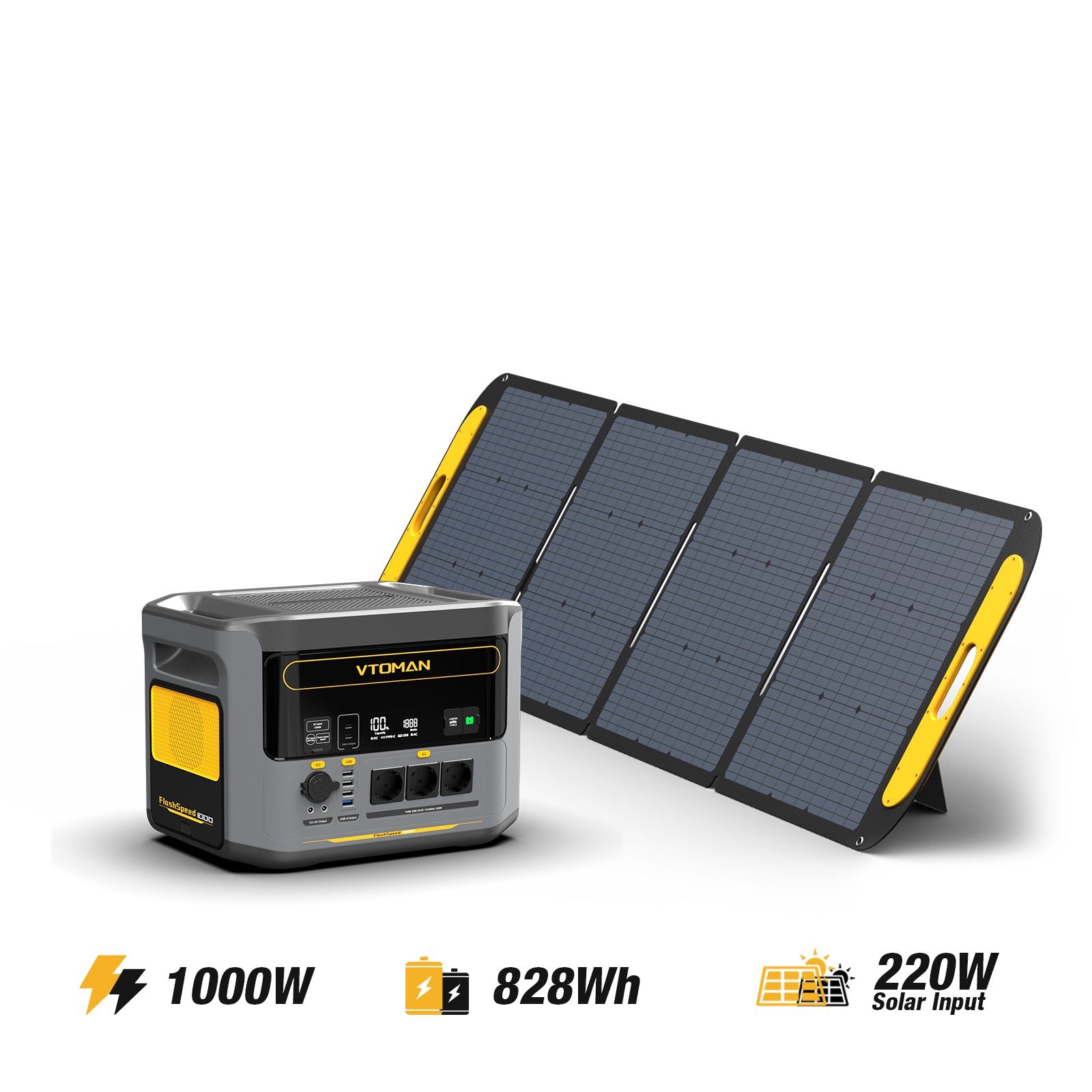 FlashSpeed 1000W/828Wh 220W Solar Generator