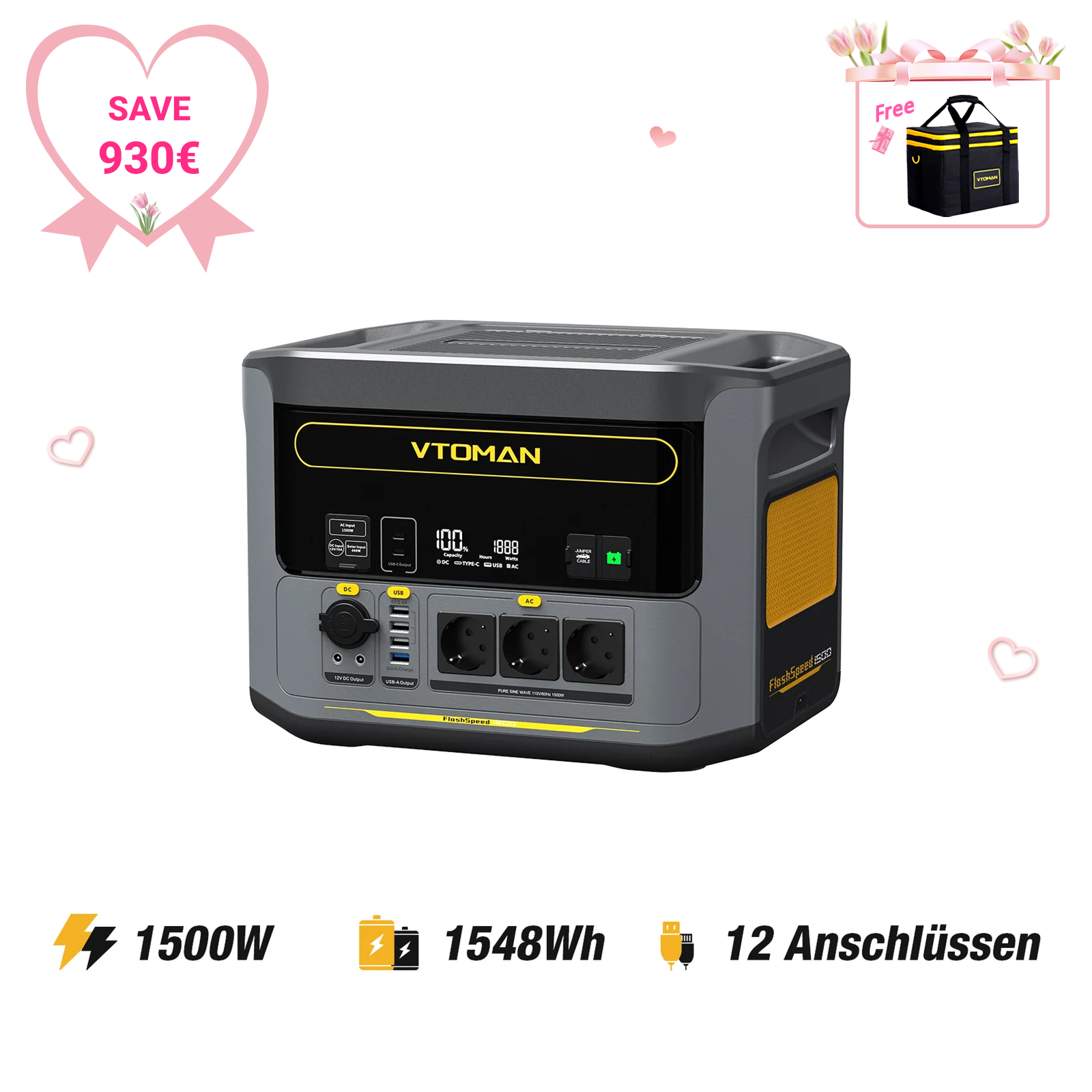 VTOMAN FlashSpeed 1500 Tragbare Powerstation