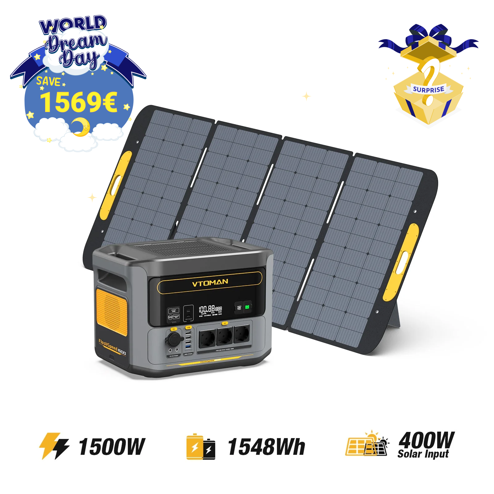 FlashSpeed 1500W/1548Wh 400W Solargenerator