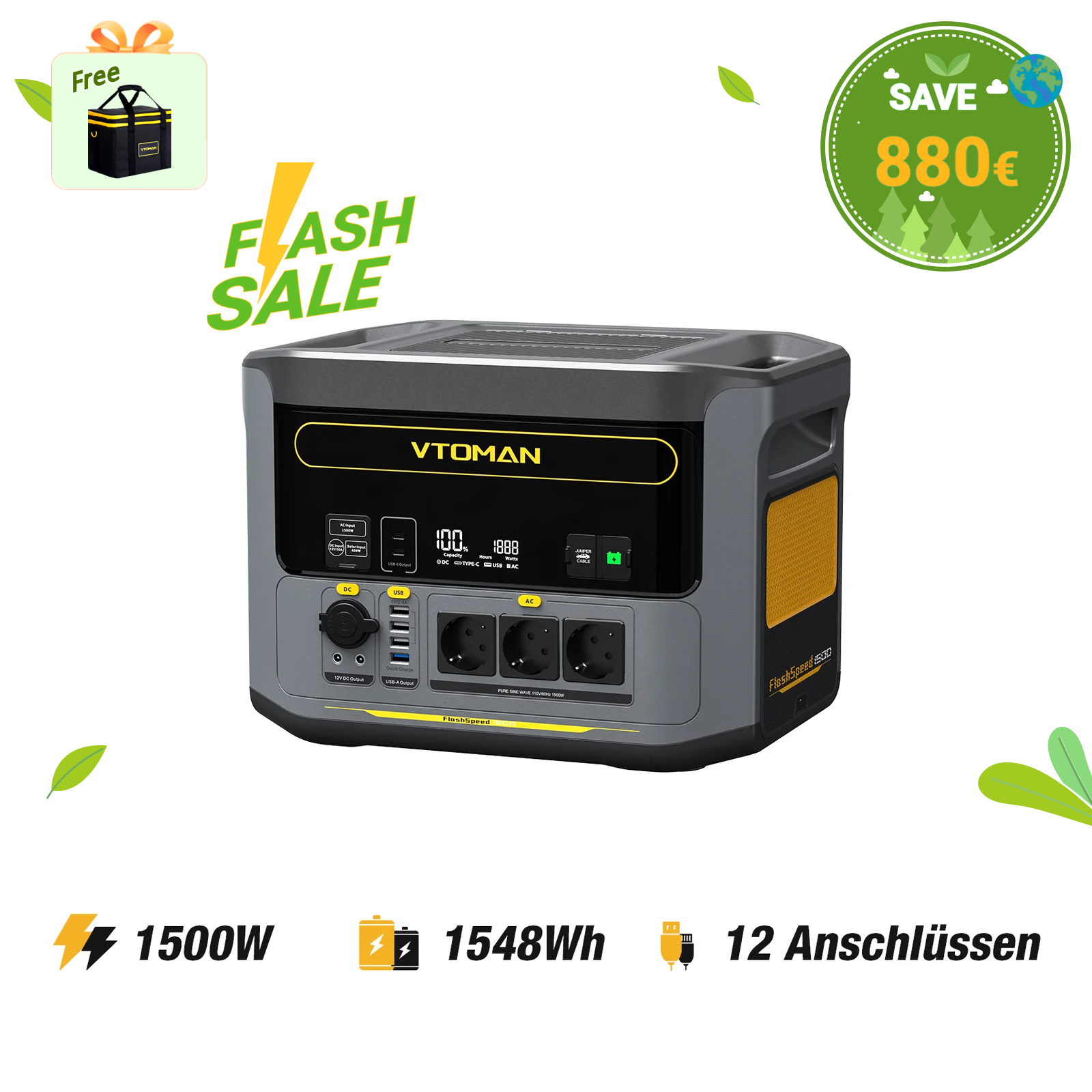 VTOMAN FlashSpeed 1500 Tragbare Powerstation