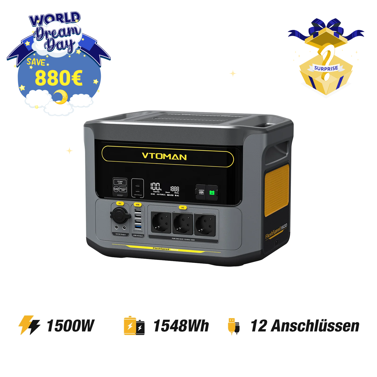 VTOMAN FlashSpeed 1500 Tragbare Powerstation