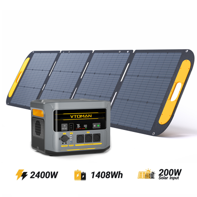 VTOMAN FlashSpeed 2400 Tragbare Powerstation 200W Pro Solargenerator