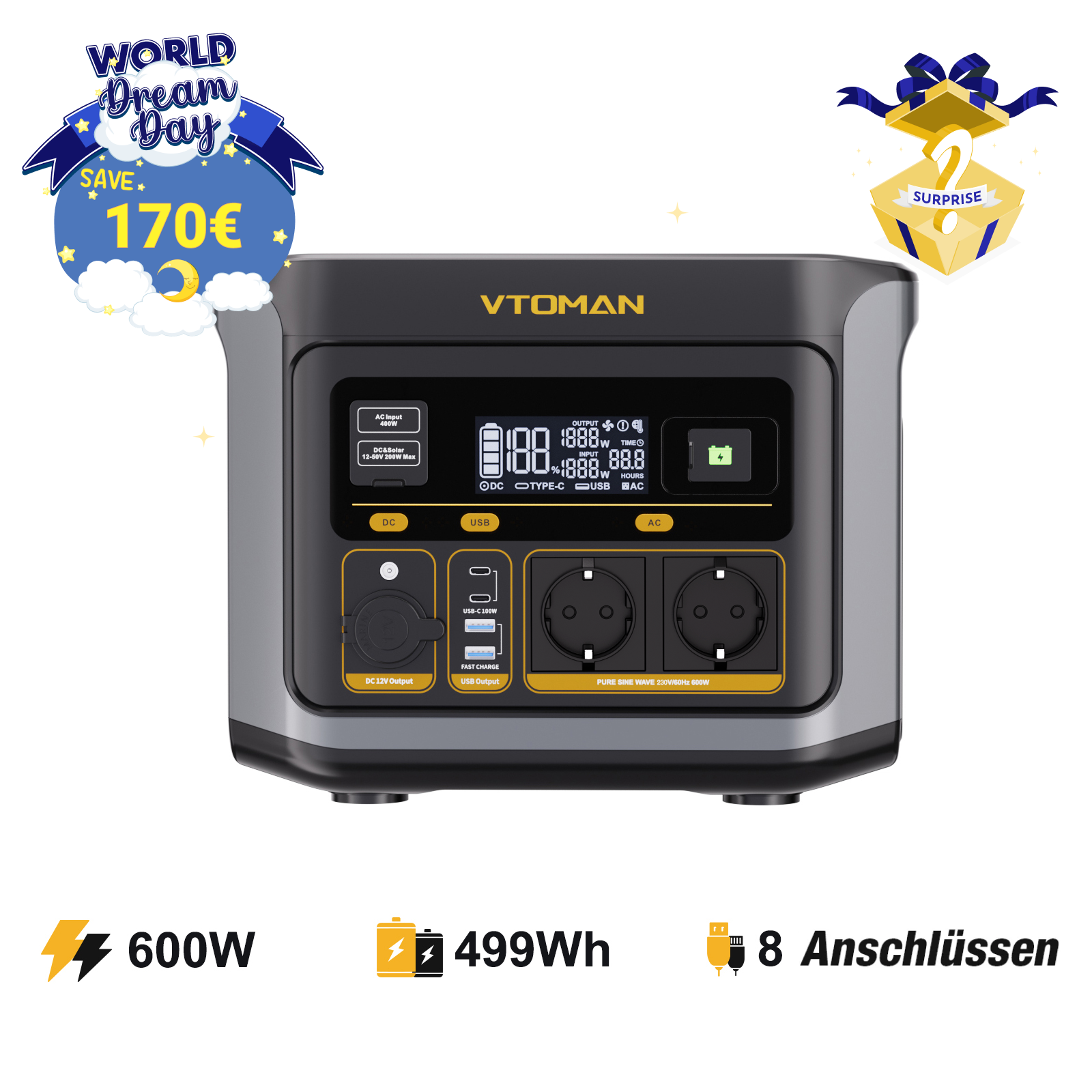 VTOMAN FlashSpeed 600 Tragbare Powerstation