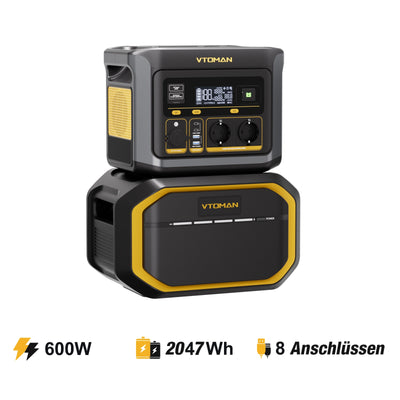 VTOMAN FlashSpeed 600 mit 1548 Wh Zusatzbatterie