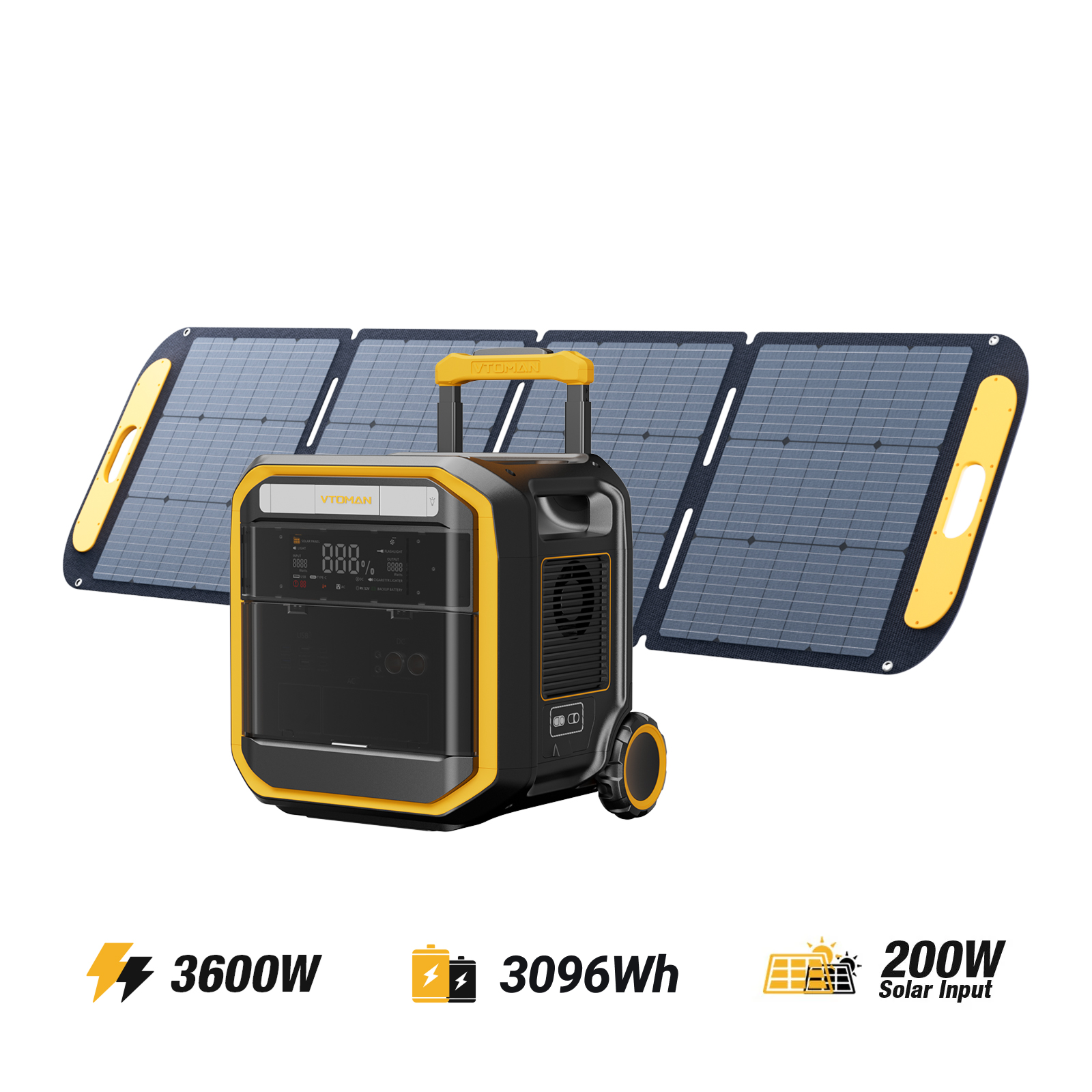 VTOMAN FlashSpeed Pro 3600 Tragbare Powerstation 200W Pro Solargenerator