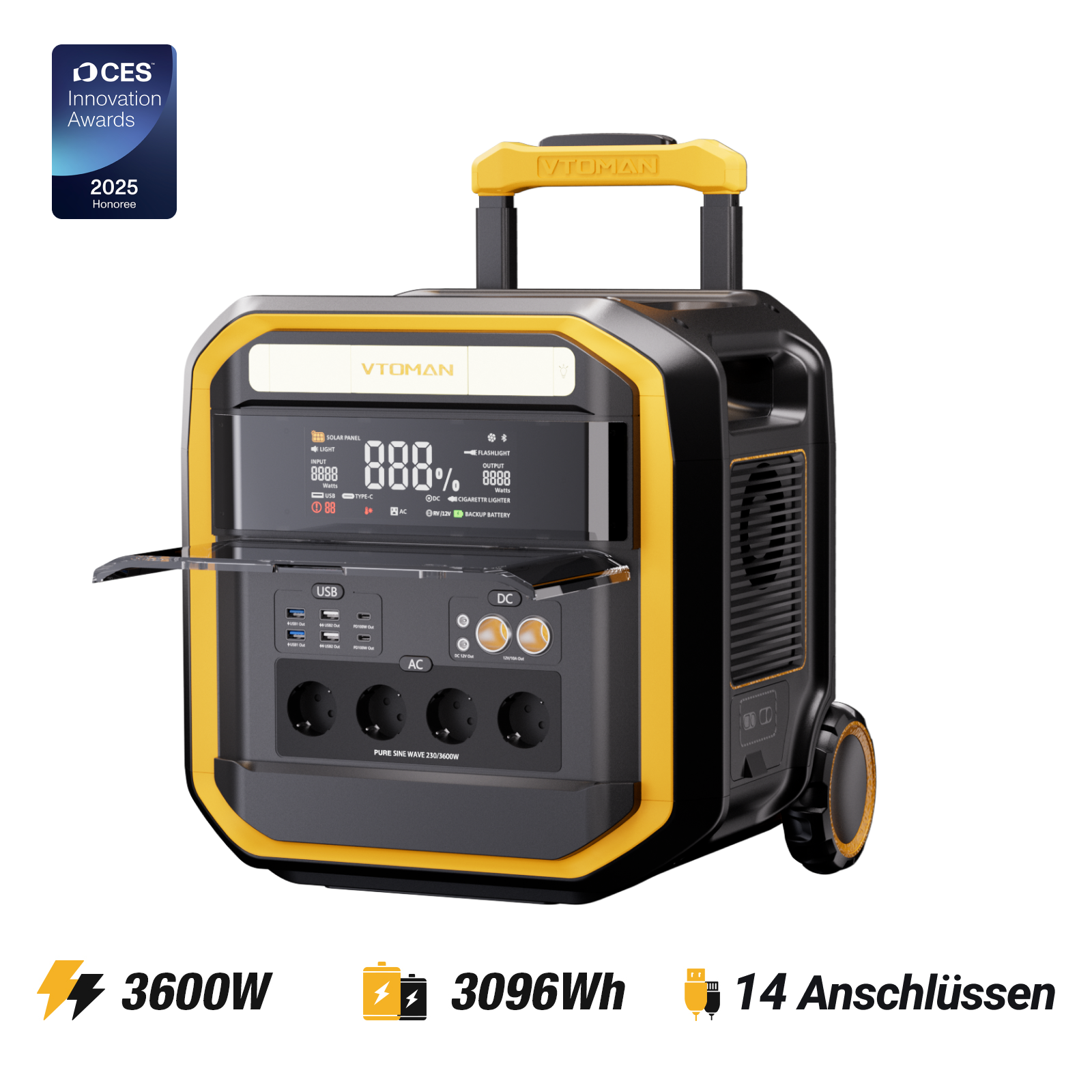 VTOMAN FlashSpeed Pro 3600 Tragbare Powerstation