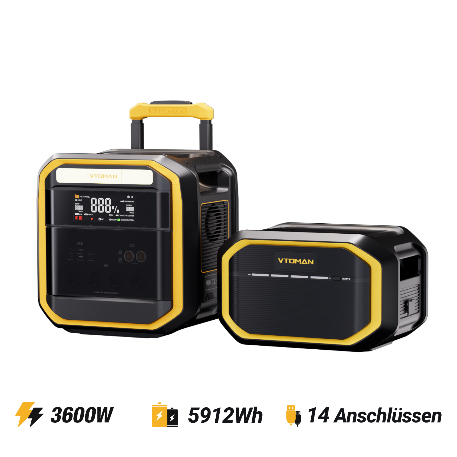 VTOMAN FlashSpeed Pro 3600 mit 2816 Wh Zusatzbatterie