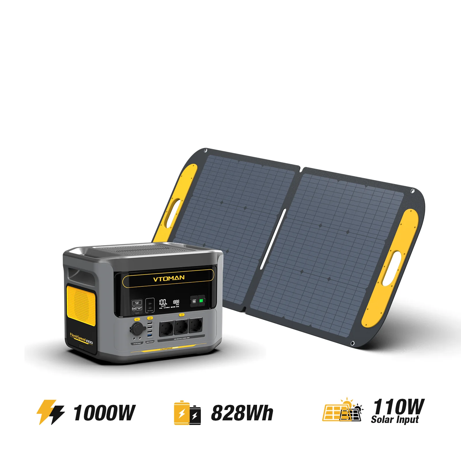 FlashSpeed 1000W/828Wh 110W Solar Generator