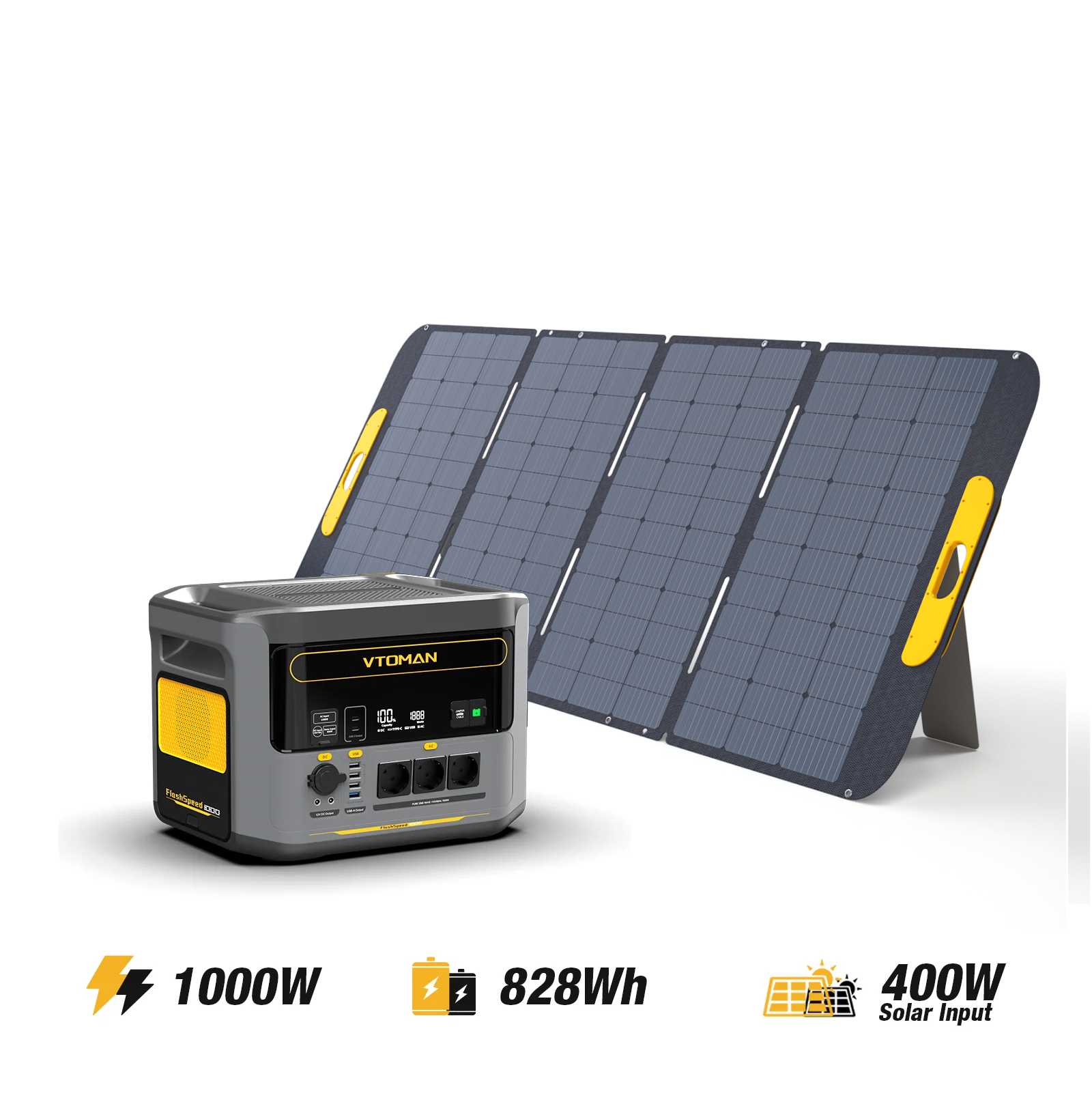 FlashSpeed 1000W/828Wh 400W Solar Generator