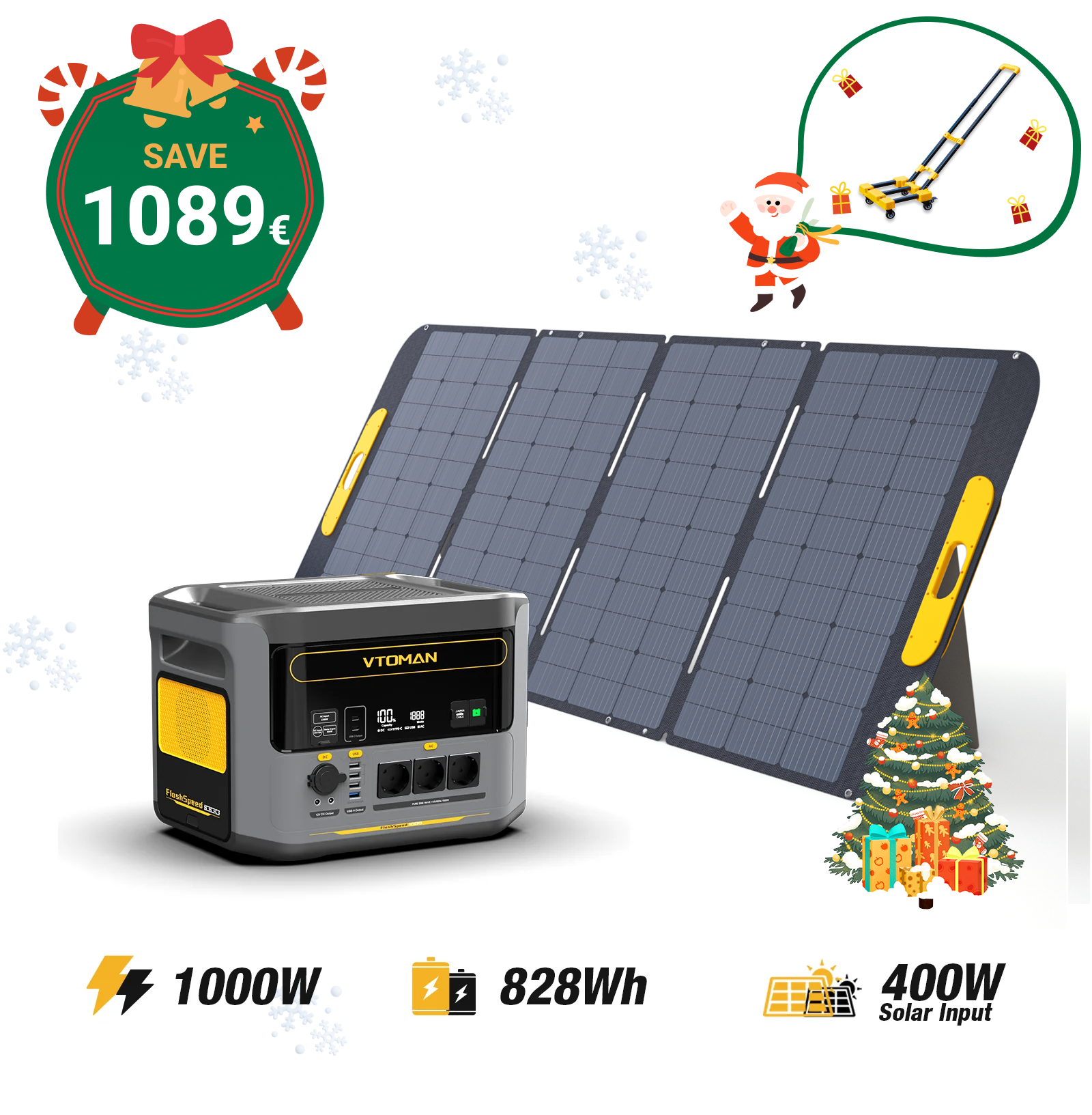 FlashSpeed 1000W/828Wh 400W Solar Generator