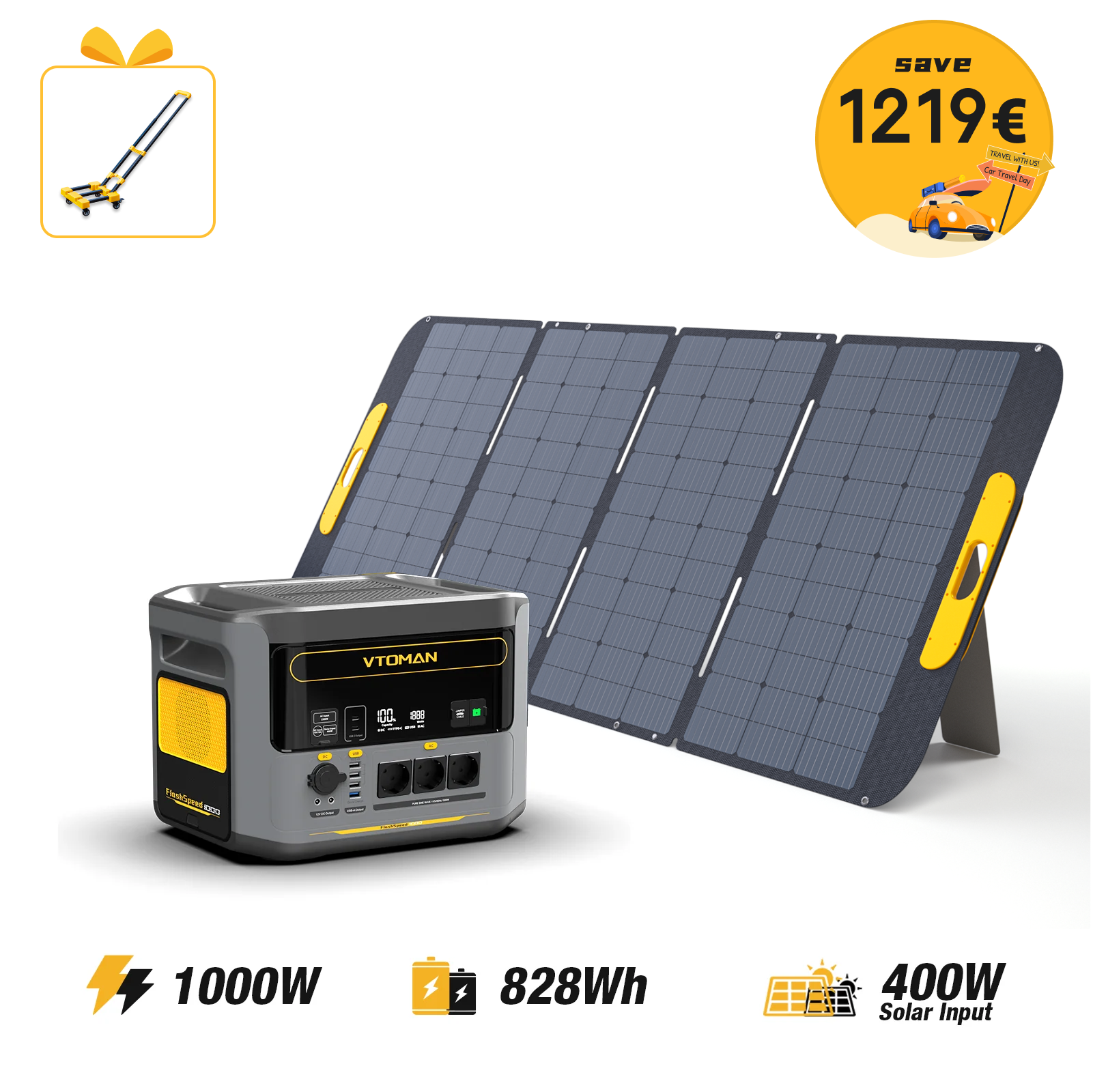 FlashSpeed 1000W/828Wh 400W Solar Generator
