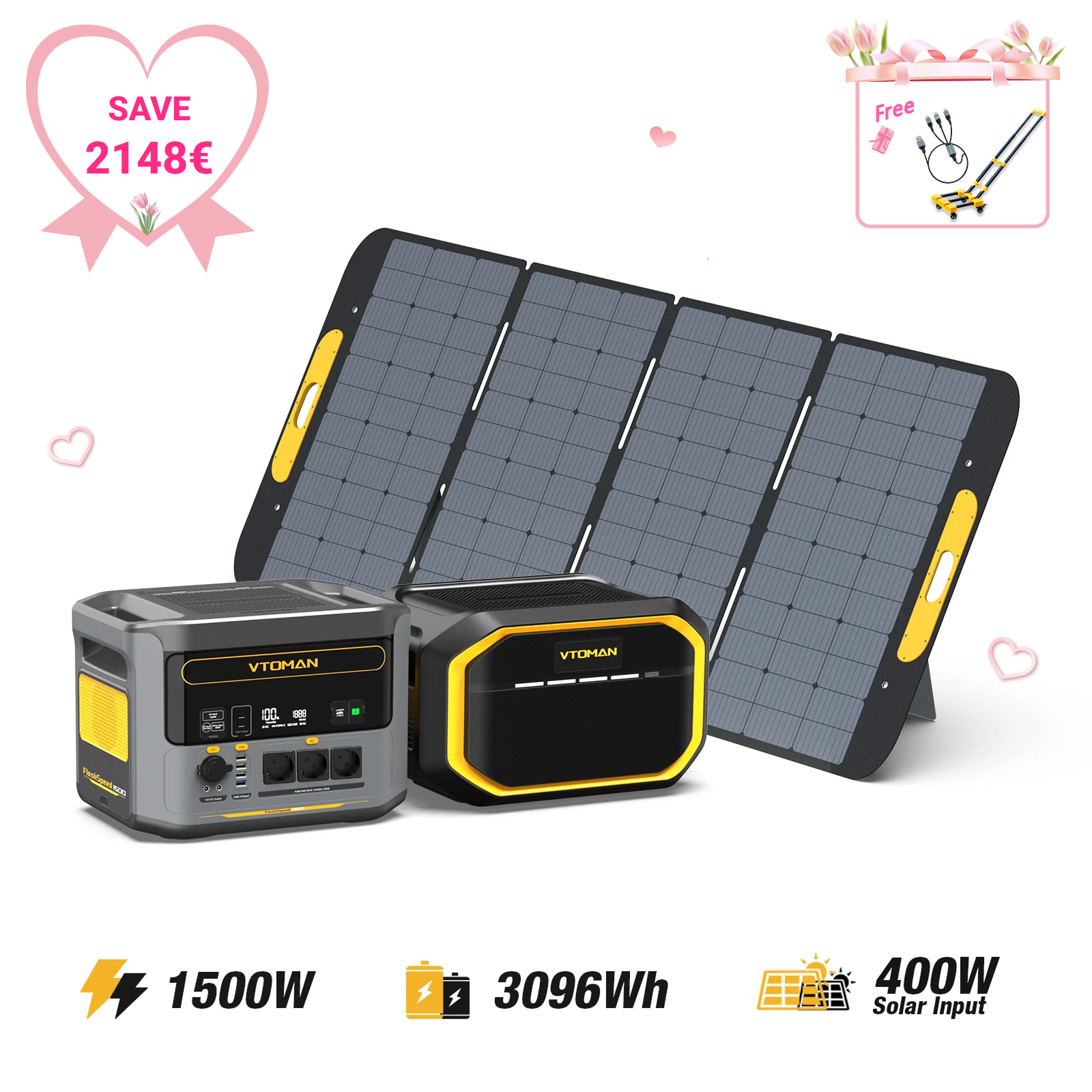 Bundle FlashSpeed 1500/3096Wh Zusatzbatterie 400W Solargenerator