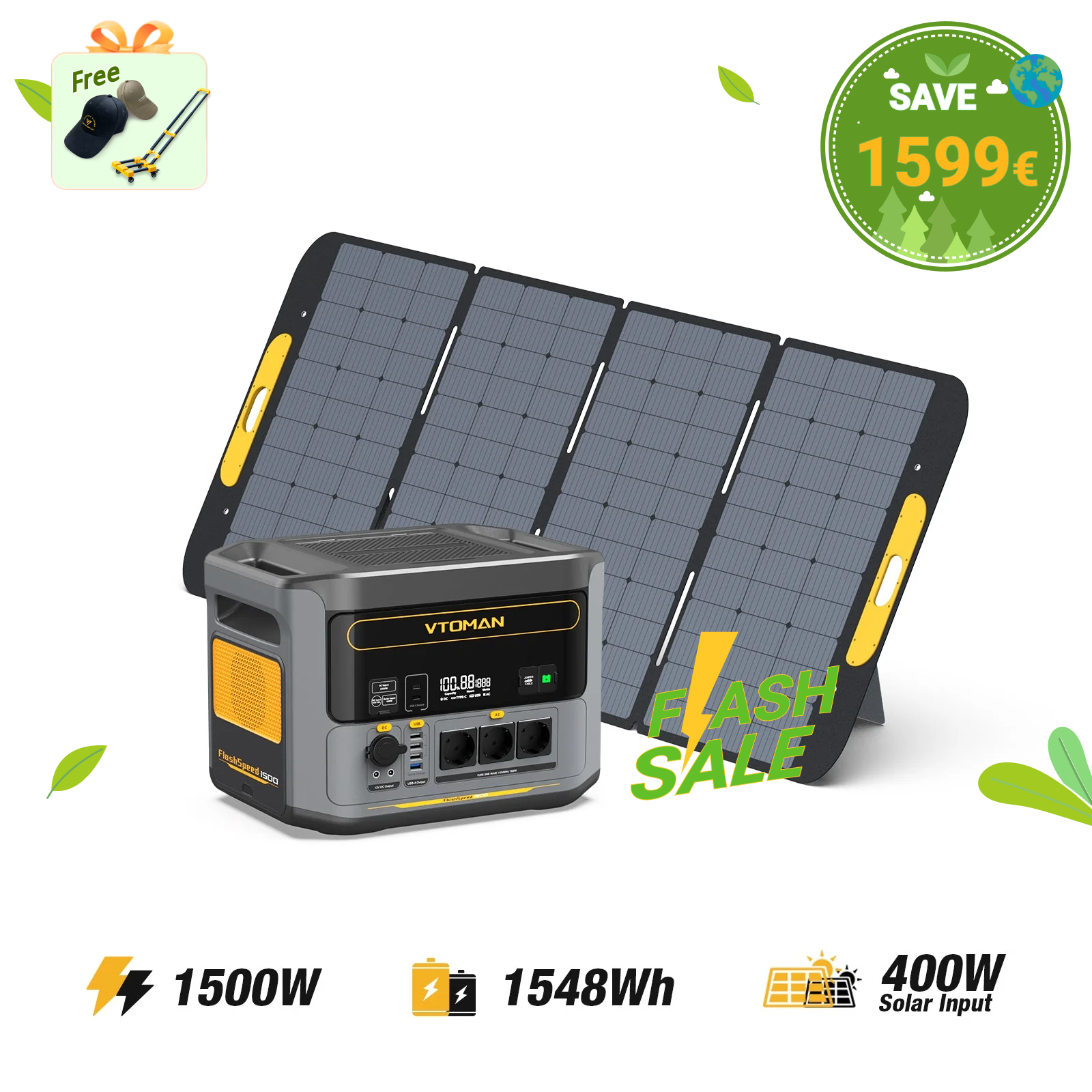 FlashSpeed 1500W/1548Wh 400W Solargenerator