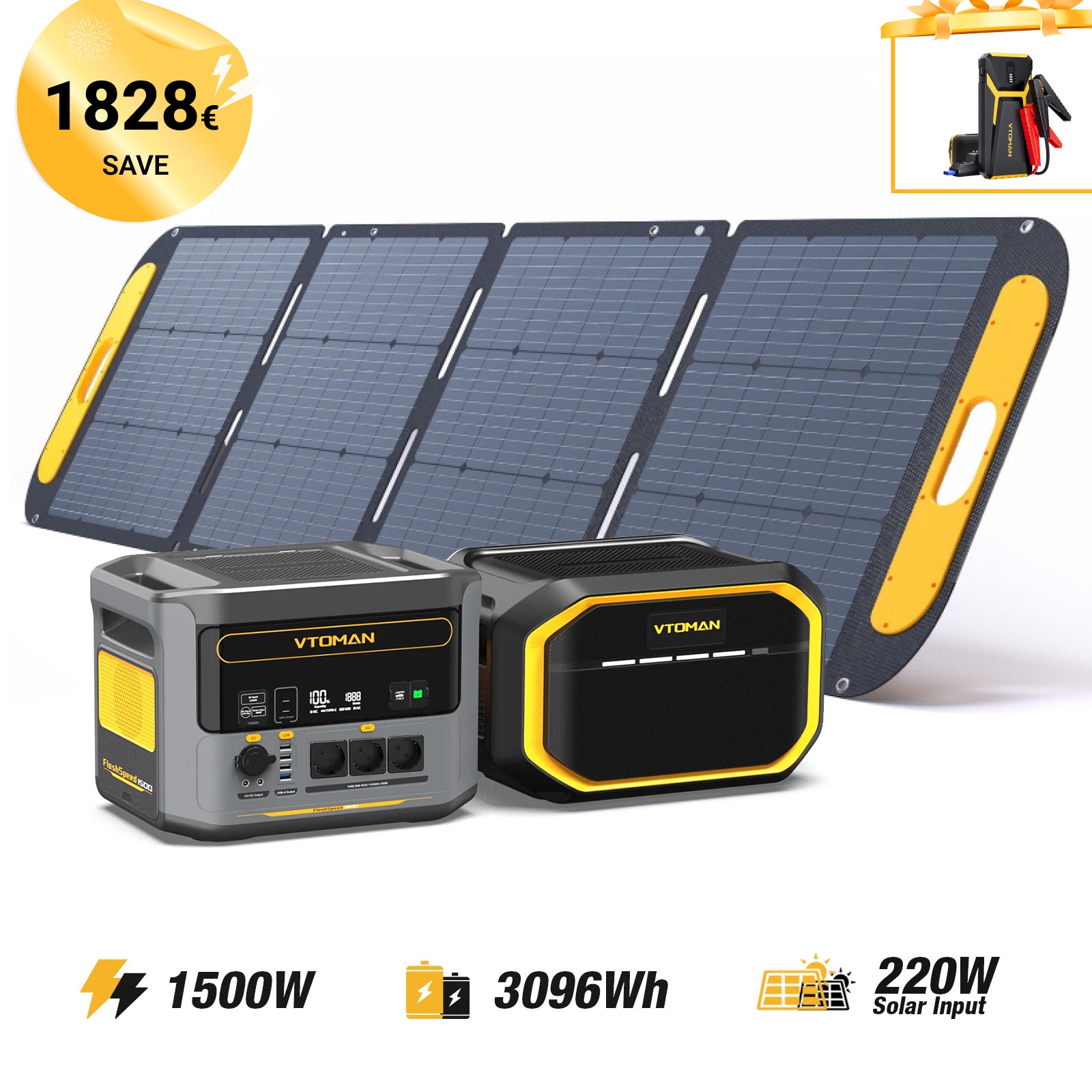 Bundle FlashSpeed 1500/3096Wh Zusatzbatterie 220W Solargenerator