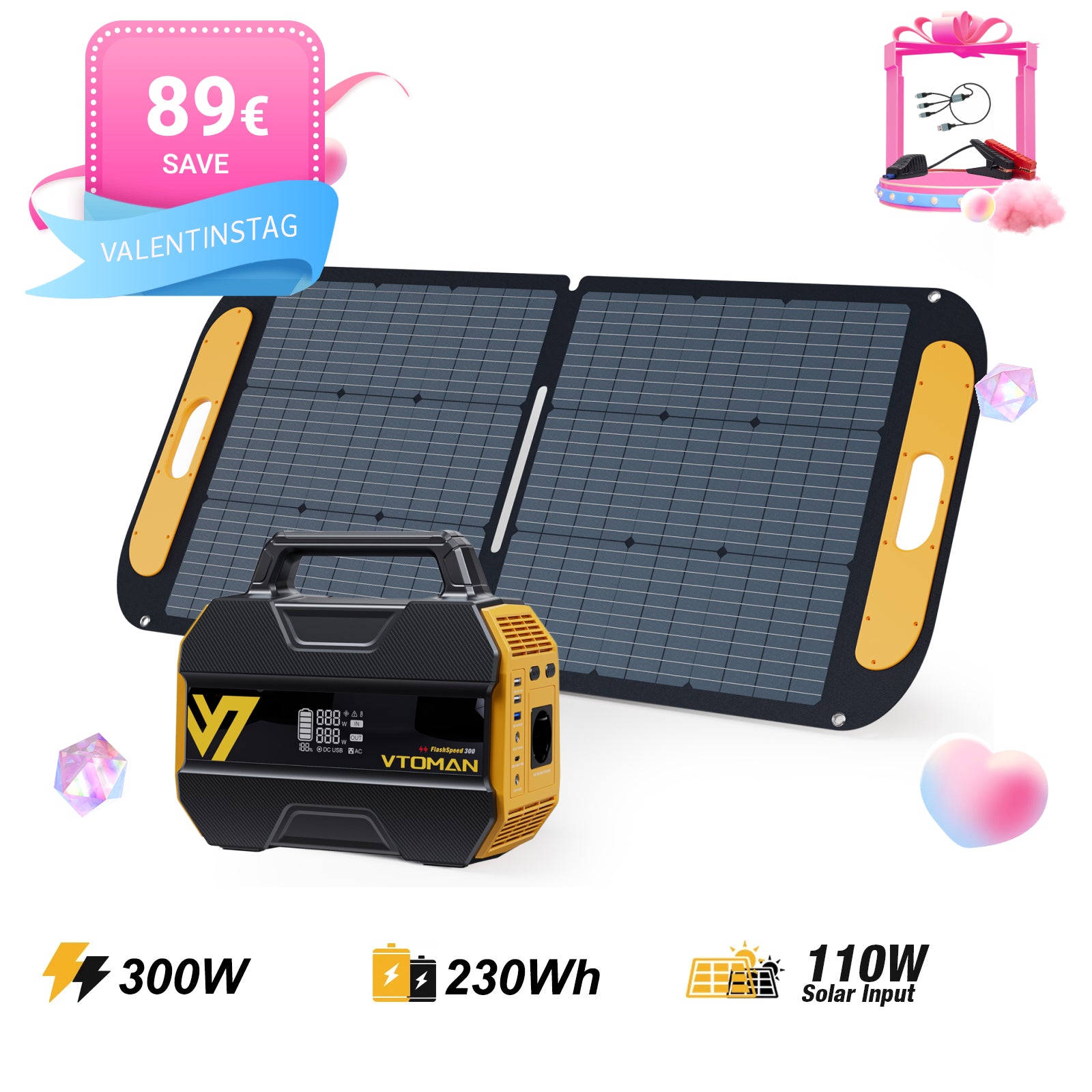 VTOMAN FlashSpeed 300 Tragbare Powerstation with 110W Solar Panel