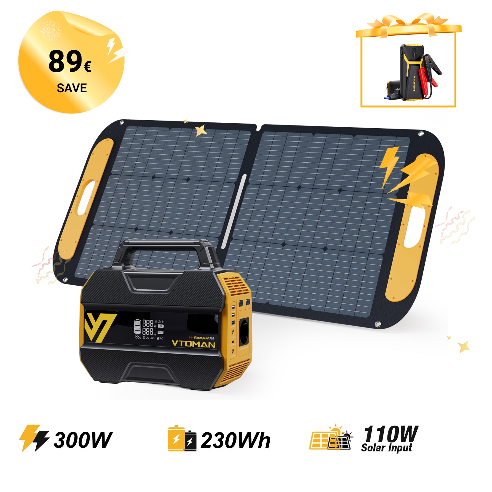 VTOMAN FlashSpeed 300 Tragbare Powerstation with 110W Solar Panel