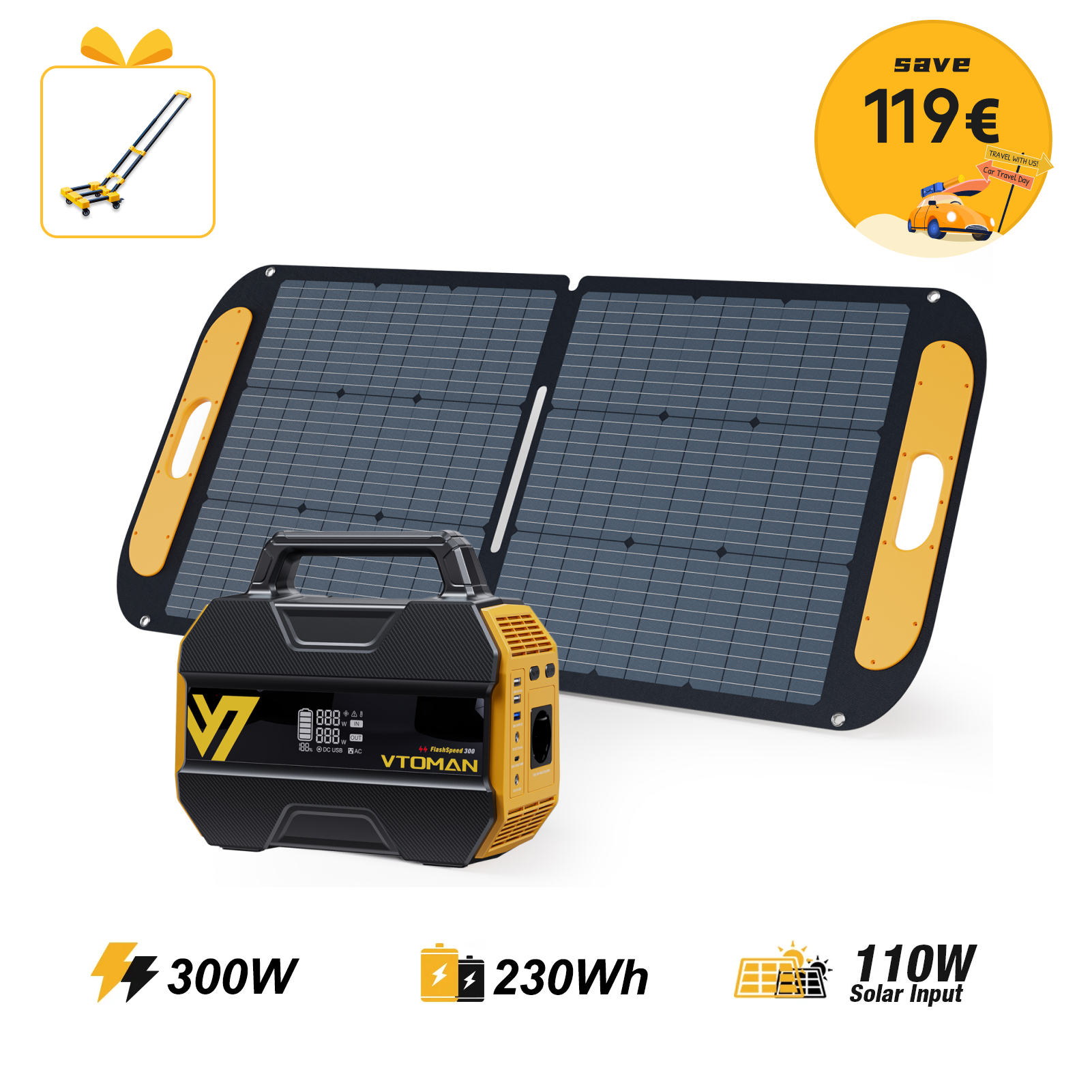 VTOMAN FlashSpeed 300 Tragbare Powerstation with 110W Solar Panel