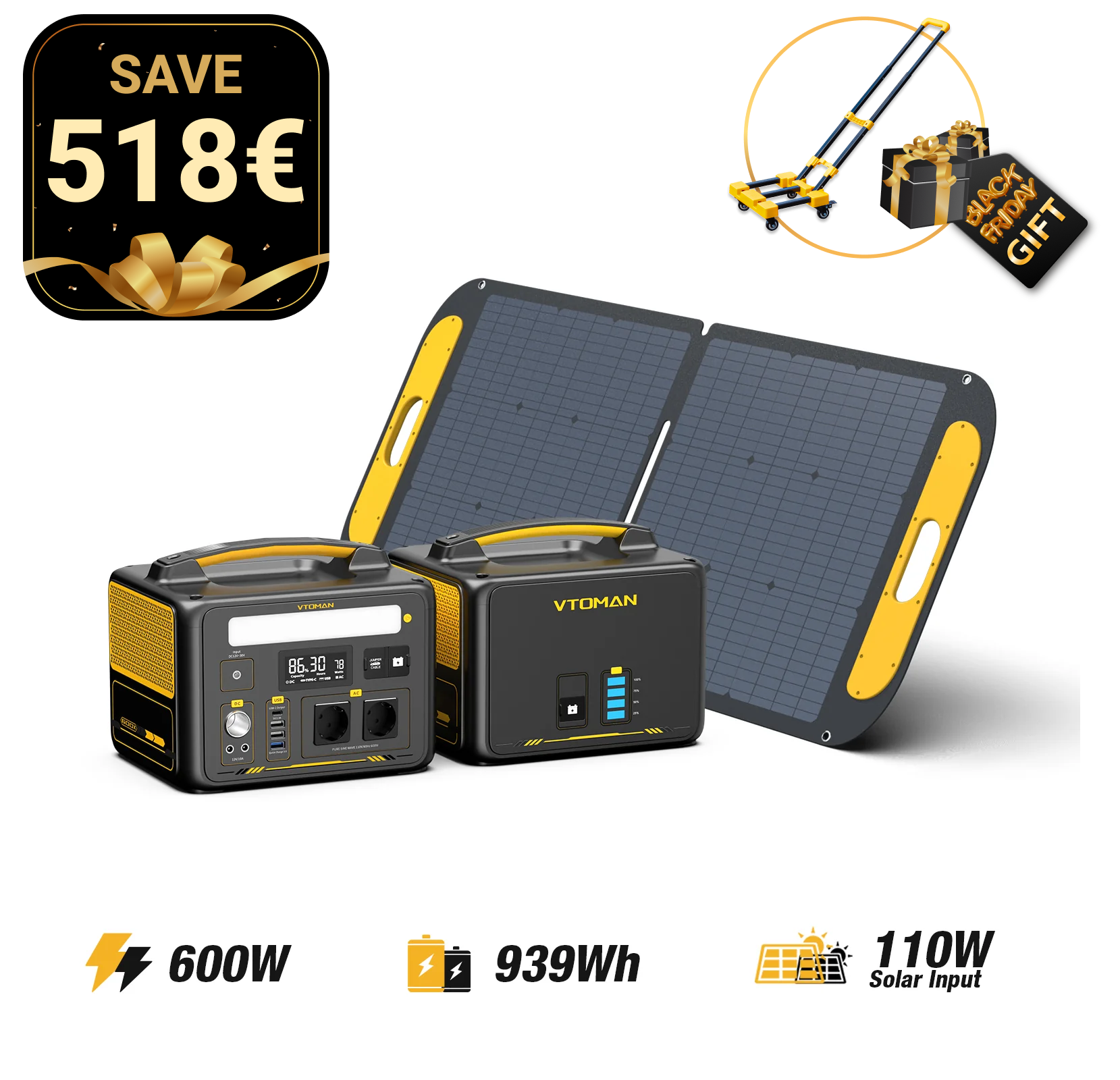 VTOMAN 110W Faltbares tragbares Solarpanel