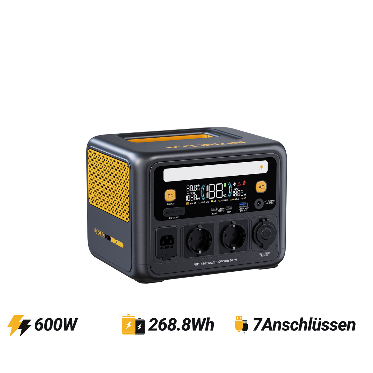 VTOMAN Jump 600X Tragbare Powerstation 268,8Wh