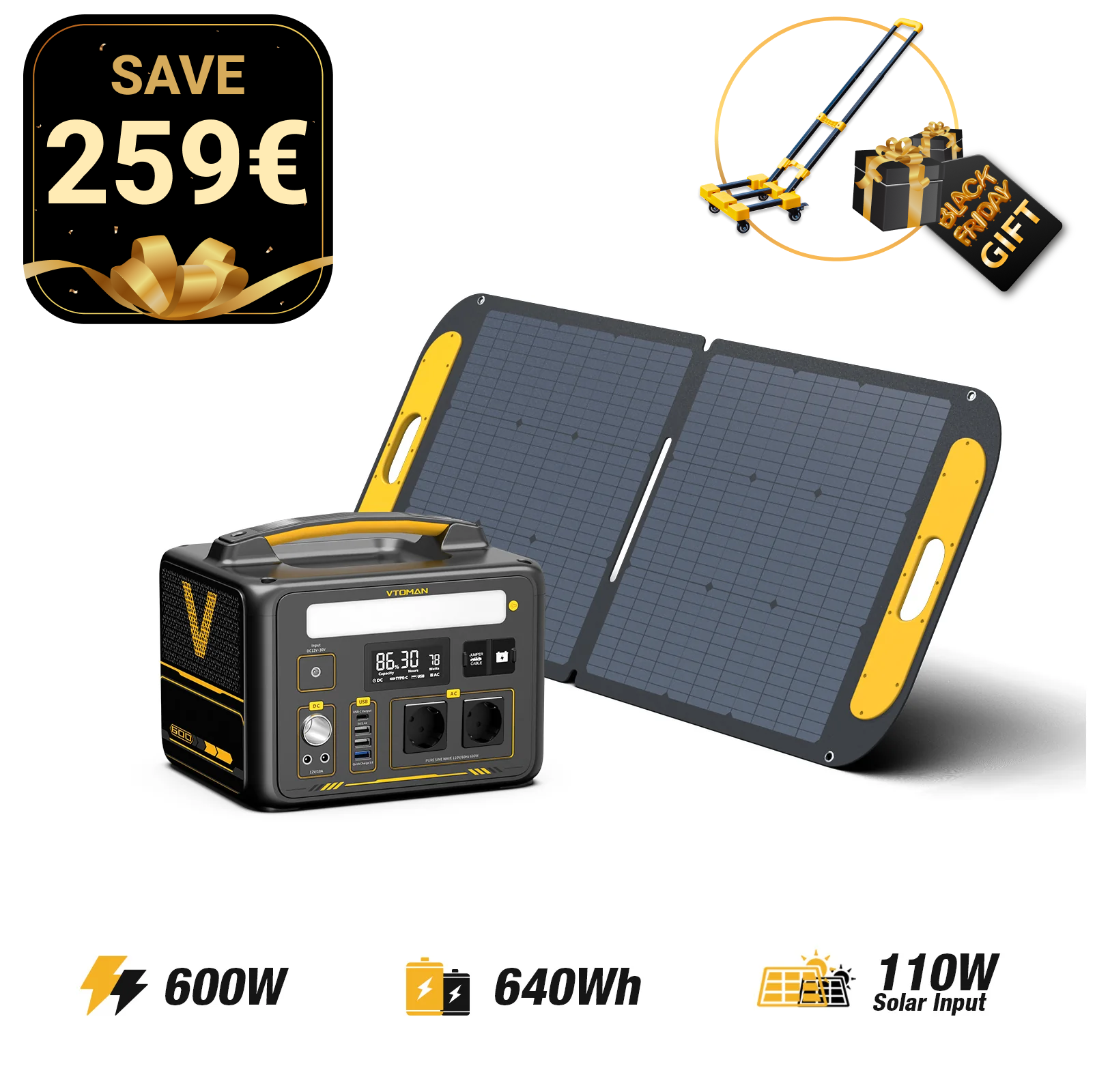 VTOMAN 110W Faltbares tragbares Solarpanel