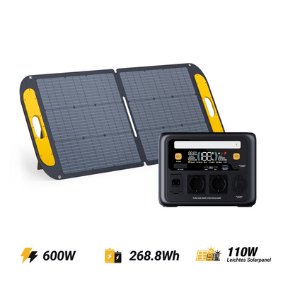 VTOMAN Jump 600X Tragbare Powerstation 268,8Wh mit 110W Leichtes Solarpanel