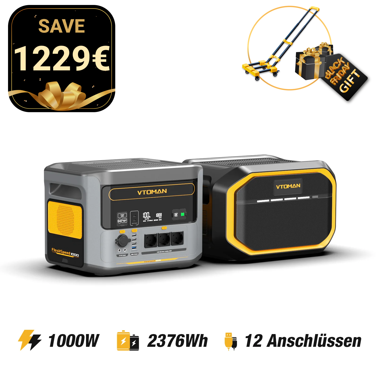 VTOMAN 1548Wh Zusatzbatterie kompatibel mit FlashSpeed 1500