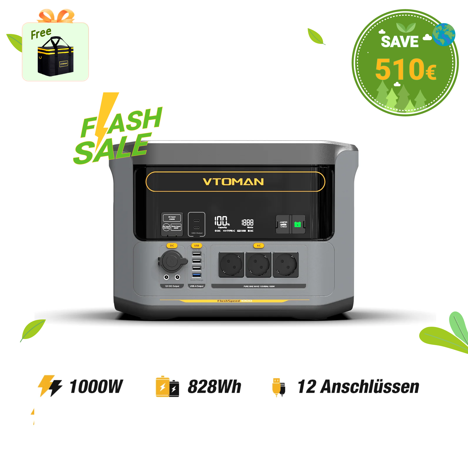 VTOMAN FlashSpeed 1000 Tragbare Powerstation